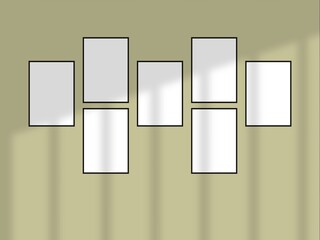 Blank mockup frame photo modern and minimal with soft shadows and light overlay as template for design presentation, promotion, portfolios etc.