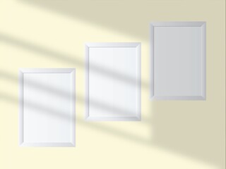 Fototapeta premium Blank mockup frame photo modern and minimal with soft shadows and light overlay as template for design presentation, promotion, portfolios etc.