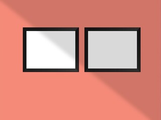 Blank mockup frame photo modern and minimal with soft shadows and light overlay as template for design presentation.