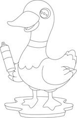 Duck Sprayer Spray can Animal Vector Graphic Art Illustration