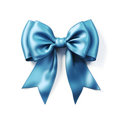 Naklejka premium Blue silky bow isolated on white background