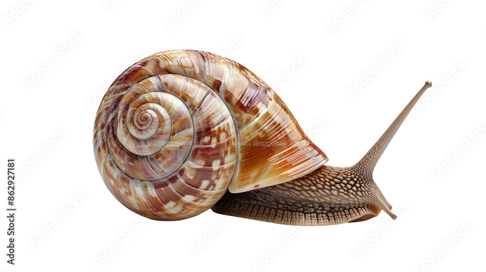 Poster High-resolution image of a snail with a shell, isolated on a transparent background
