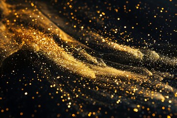 Naklejka premium A yellow powder explosion on a black background