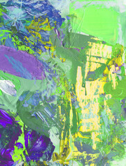 Artist's palette, palette knife painting. Abstract background with many different colors and paint stains