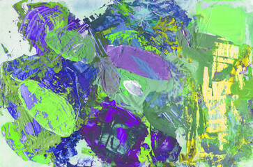 Artist's palette, palette knife painting. Abstract background with many different colors and paint stains