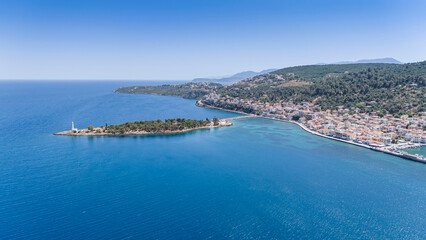 Fototapeta premium Aerial view of Githio island (Gythio town) in Laconia, Peloponne 