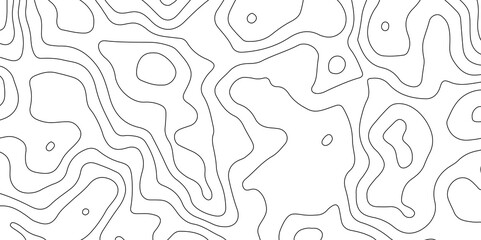 Abstract topographic map patterns, topography line map. The black on white contours topography stylized height of the lines. cotour map and line terrain path. Linear graphics. Vector illustration.