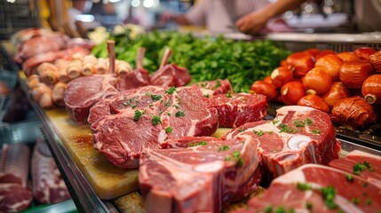Art of Butchery: Display of Quality Meat Cuts and Skilled Craftsmanship