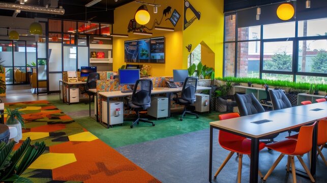 Modern Workspace: Vibrant Office Design for Creative Minds