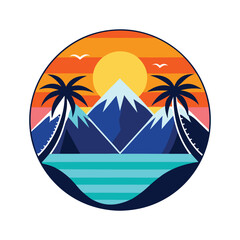 Obraz premium sunset icon vector art color design