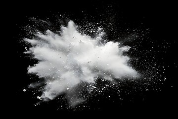 white powder explosion against a black background