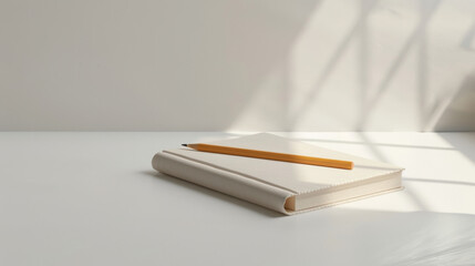 Agenda book with a pen open on a gray background, close-up. 