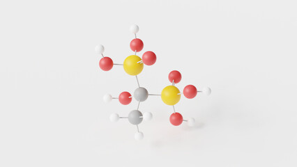 etidronic acid molecule 3d, molecular structure, ball and stick model, structural chemical formula etidronate
