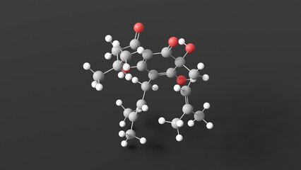 humulone molecule 3d, molecular structure, ball and stick model, structural chemical formula alpha acids