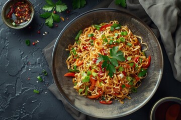 Close-Up of a Delicious Asian Noodle Dish