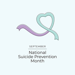 Fototapeta premium National suicide prevention month design template good for celebration. Design template. Line ribbon design. Continuous line. eps 10.