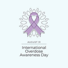 International Overdose Awareness Day. Line art design. Vector line art. Good for usage. Continuous line. eps 10.