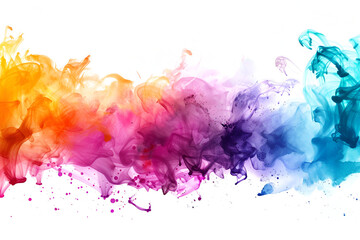 Vibrant Colorful Paint Splash on White Background