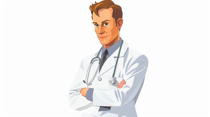Vector illustration of a doctor with a stethoscope on an isolated white background, perfect for healthcarethemed designs and medical promotions