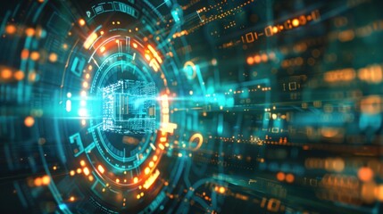 Digital technology speed connect blue green background, cyber nano information, abstract communication, innovation future tech data, internet ai generated