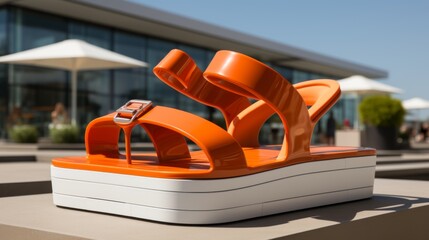 Orange Platform Sandals with White Platform