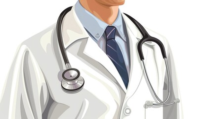 Vector illustration of a doctor with a stethoscope on an isolated white background, perfect for healthcarethemed designs and medical promotions