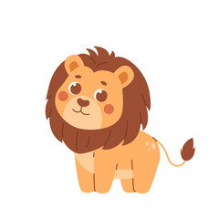 Fototapeta premium Childrens cute animal. Lion isolated on white background. Savanna animals