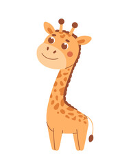 Naklejka premium Childrens cute animal. Giraffe isolated on white background. Savanna animals.