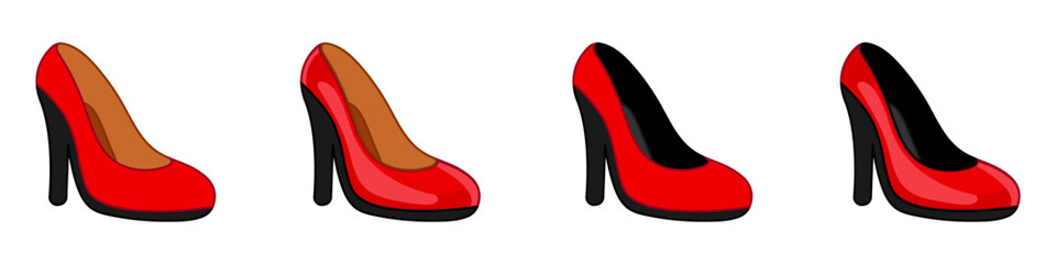 Red high heels icon. Woman shoe icon. Woman high heel emoji vector.