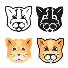 Cat in different styles. The face of a smiling cat. Good cat face. Art for decoration.