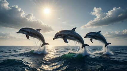 dolphin jumping into the sea