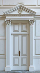 Classic framed white door isolated on white background