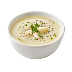 Traditional spanish garlic soup in bowl