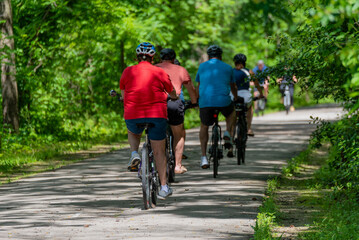 Bicycles on Fox River Trail Near De Pere, Wisconsin, In Summer