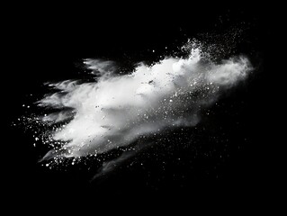 A white powder explosion on a black background