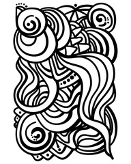 Abstract coloring page with fantasy patterns and lines, patterned element for colouring or creating metaphorical cards