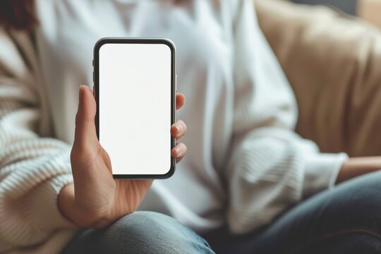 App demo near shoulder of a woman holding an smartwatch with a fully white screen