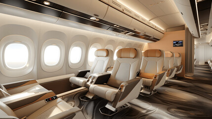 Obraz premium Family-friendly airplane cabin with extra space and entertainment