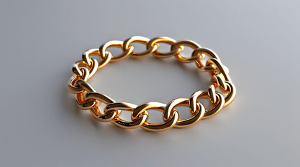 Obraz premium Elegant gold bracelet on light gray backdrop