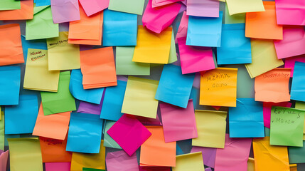 Post-it notes on whiteboard for brainstorming session