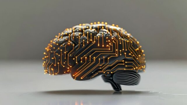 digital human brain with electronic circuits, futuristic technology concept Generative AI