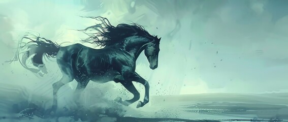 Obraz premium A beautiful ethereal horse runs free.