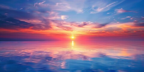 Fototapeta premium Amazing sunset over calm sea.
