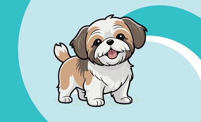 Premium dog vector, cute puppy, cute Shih Tzu breed
