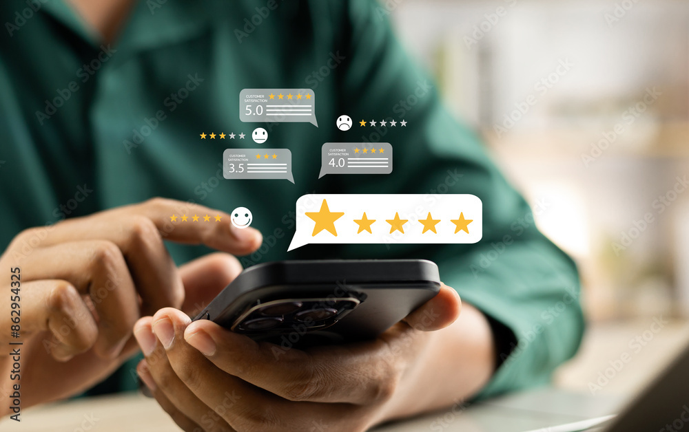 Canvas Prints online customer satisfaction survey service concept, client rate service from experience in applicat