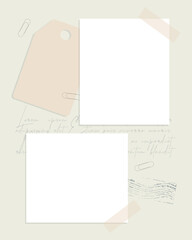 Blank vintage collage for scrapbooking, for note reminders todo list. Vector illustration