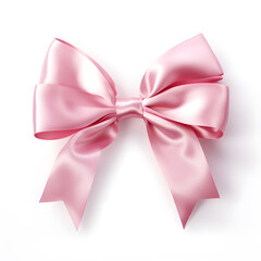 Naklejka premium Pink silky bow and ribbon isolated on white background