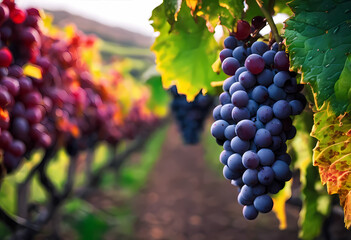 Naklejka premium grapes in vineyard