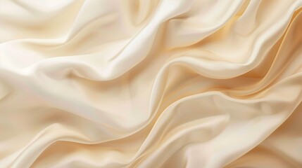 Fototapeta premium Minimal abstract cream background with smooth curve, flowing satin waves for backdrop design, generative ai