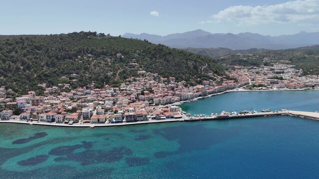 Aerial view of Githio island (Gythio town) in Laconia, Peloponne
